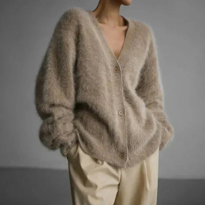 Elena | Soft Fuzzy Knit Cardigan