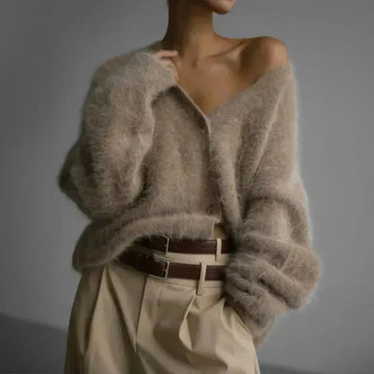 Elena | Soft Fuzzy Knit Cardigan