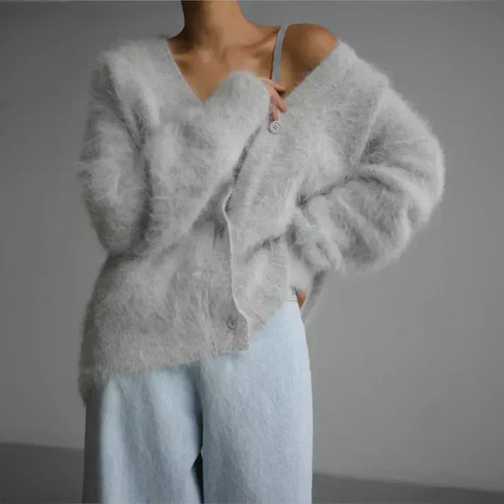 Elena | Soft Fuzzy Knit Cardigan